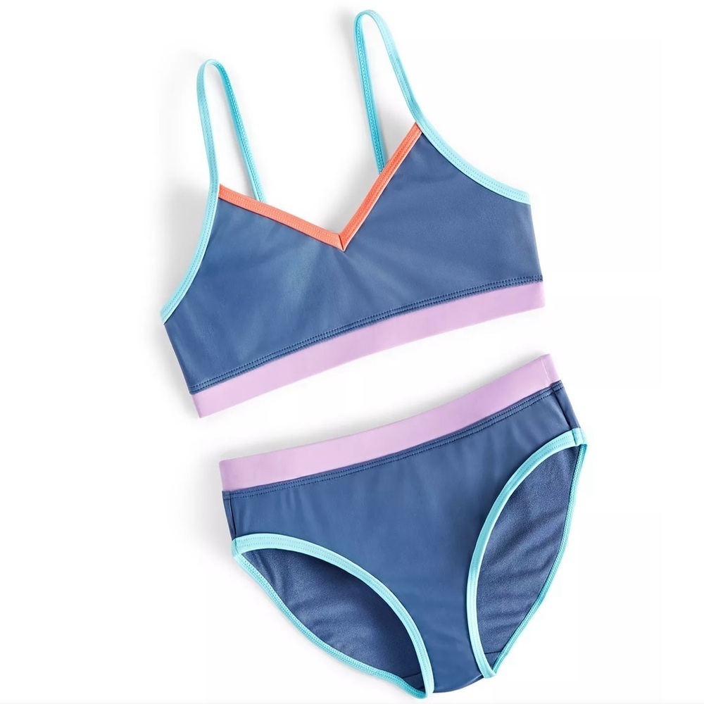 NWT ID Ideology Girls Colorblocked Swimsuit